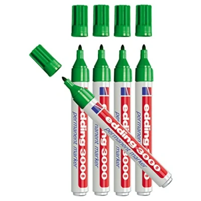 Imagen de Edding 3000 Marcador permanente, punta redonda aprox. 1,5 3mm Green, 5 Stück