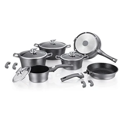 Imagen de ROYALTY LINE_RL ES2014M SILVER_Juego de utensilios cocina con revestimiento mármol_60 x 37 43 cm