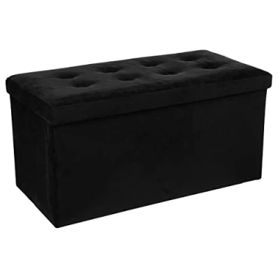 Imagen de ATMOSPHERA CREATEUR D&#039;INTERIEUR Puff Plegable Doble &#039;lysandre&#039; Negro Efecto Terciopelo