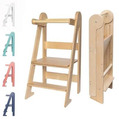 Imagen de TOYBOX Torre de Aprendizaje Plegable, Montessori, Learning Tower (Madera Natural)