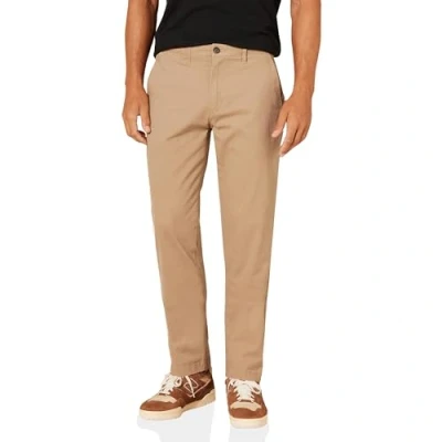 Imagen de Amazon Essentials Pantalón Chino Elástico Informal Corte Deportivo (Disponible en Tallas Grandes y Largos Especiales) Hombre, Marrón Caqui Oscuro, 33W / 28L
