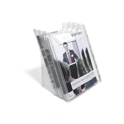 Imagen de Durable 857819 Dispensador de folletos Combiboxx A4 Set L, 3 compartimentos, para aplicación en mesa y pared, transparente
