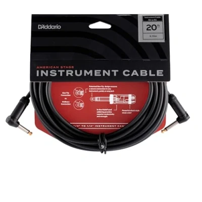 Imagen de Planet Waves PW AMSGRR 20 Cable jack a (profesional, dual, acodado, 6.1 m), color negro