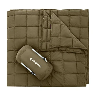 Imagen de KingCamp Manta de Camping con Botón,Ultraligera, Cálida, Viaje Bolsa Transporte Integrada,Impermeable,Multifuncional,para Camping,Viajes,Avión,Interior o Exterior,Pesca,Casa,Sofa