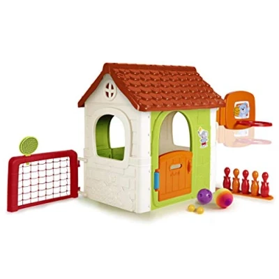 Imagen de FEBER Multi Activity House 6 en 1, Casa de Jardín con Actividades Plegables, Robusto y Fácil Montar, Protección UV, para Niños a Partir 3 años, Famosa (800013048), Versión previa
