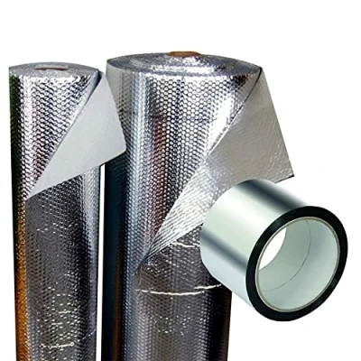 Imagen de Aislante térmico reflexivo 100% aluminio y burbujas Rollo 6m² (5 x 1,20) + Cinta Para solapes. calor frío: Viviendas, Radiadores, Caravanas, trasteros, garajes