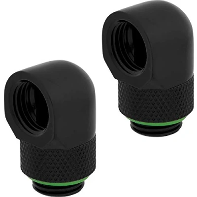 Imagen de Corsair Hydro X Series, 90 Rotary Adaptador, Paquete de Dos Unidades (Las Roscas BSPP G1/4&quot;, Latón Sólido Durabilidad, Mecanismo Rotación Firmemente, Optimizado para Grandes Caudales), Negro