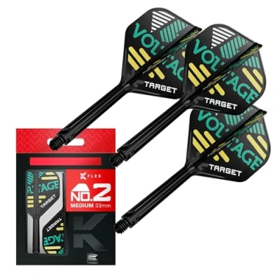 Imagen de Target Darts Rob Cross K Flex Flights and Shaft System, No.2 (Medio, 33mm) Pack de 3 Kflex All In One Flights, Player Edition Accesorios para Dardos Potencia Dart