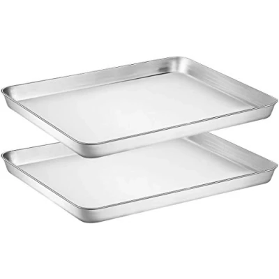 Imagen de Umiten Juego de 2 bandejas para hornear galletas, bandeja acero inoxidable, no tóxica y saludable, acabado espejo libre óxido, fácil limpiar apta lavavajillas (12 x 10 1