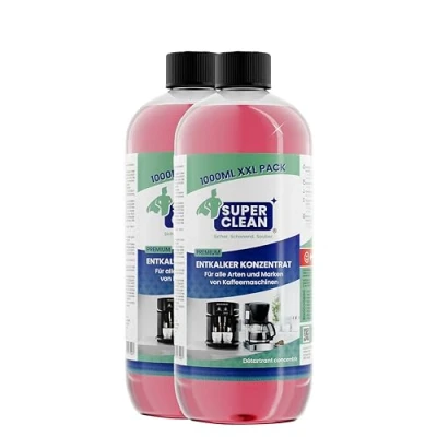Imagen de SUPER CLEAN 2 x 1000 ml Universal Descalcificador Cafetera automática Líquido Para todas las máquinas y marcas 20 Efectivo de Cafeteras, Hervidores