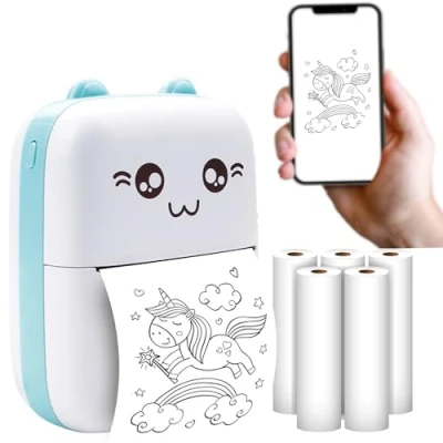 Imagen de Maxlife MXTP 100 mini impresora de bolsillo, fotos para teléfono móvil, portátil, Bluetooth cable USB, papel térmico ayuda aprendizaje,