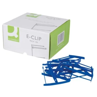 Imagen de Q Connect Encuadernador Fastener Plástico E Clips Color Azul Caja De 100 Unidades