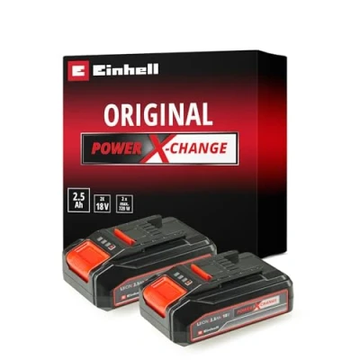 Imagen de Einhell Original 2x 2.5 Ah baterías de sistema Power X Change (batería iones litio, 18V, 2 Ah, compatible con todos los equipos Change)