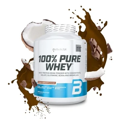 Imagen de BioTechUSA 100% Pure Whey Proteína en Polvo con BCAA y Glutamina Sin Gluten, Aceite de Palma, 2.27 kg, Chocolate Coco