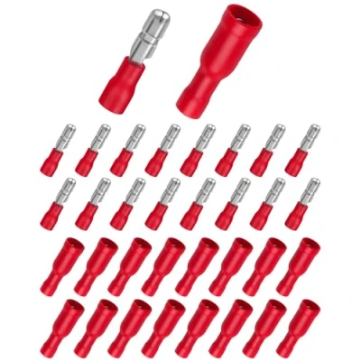 Imagen de Bolatus Terminales de cable (100 unidades, 0,5 1,5 mm², conectores redondos rojos y redondos), color rojo
