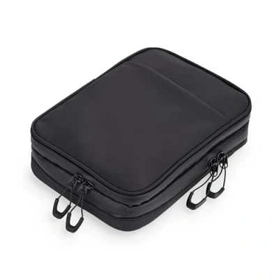 Imagen de Bolsa organizadora de Cables con 2 Compartimentos Cremallera TROIKA Black Connected Interiores Bolsillos Malla y Correas elásticas para Accesorios (Every Day Carry)