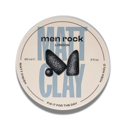 Imagen de Men Rock Matt Clay with High Hold and Finish for Thicker Fuller Looking Hairstyles, Nourishes Conditions Hair, Enriched Cocoa Butter, Sunflower Almond Oils 90ml