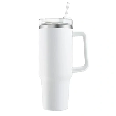 Imagen de 40oz Taza Termica con Pajita y Tapa, Termo Acero Inoxidable, Vaso de viaje café aislamiento al vacío doble pared Reutilizable, Travel Mug Blanco