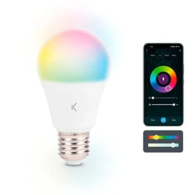 Imagen de Bombilla inteligente SmartLED E27 Ksix, 9W equivalente 60W, 806 lm, App + Compatible Alexa, Google Home y Siri, RGB CCT