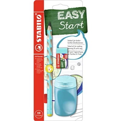 Imagen de Lápiz ergonómico STABILO EASYgraph Set escolar con 1 unidades + sacapuntas goma de borrar Color azul Para zudos