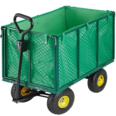 Imagen de TecTake® Carro de Mano Plegable XXL, Doble Altura Jardín con Lona Extraíble, Carretilla Carga Ruedas, Carrito Transporte Playa, Playa o Jardin, Verde