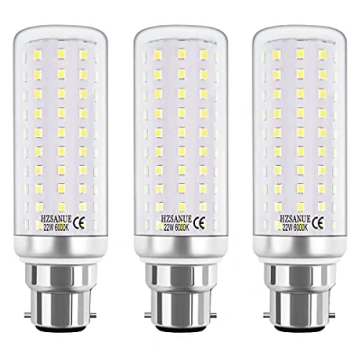 Imagen de HZSANUE LED Maíz Bombilla 22W,B22 Bayoneta Cap Bombillas LED, 180W Incandescente Equivalentes, 6000K Blanco Frío, 2500lm, 3 Pack