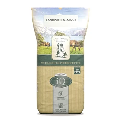 Imagen de Mühldorfer Comida para Caballos iQ de 12,5 kg, sin Cereales, melaza, con Estructura Rica en azúcar, Hierbas y virutas Vegetales