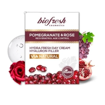 Imagen de Biofresh cosmetics Via Natural crema de dia hialuron relleno con granada y aceite rosas,resveratrol,control edad,hyaluron filler,anti age day cream 50ml