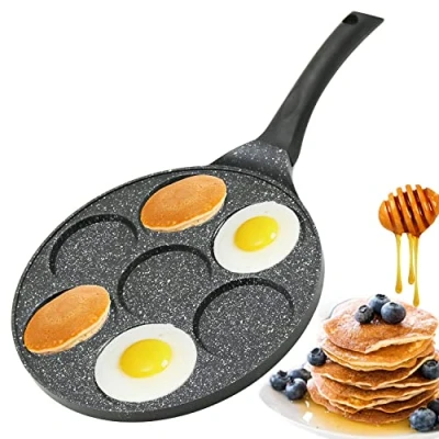 Imagen de Amalindo sartén para tortitas de 26 cm diámetro, 7 huevos, revestimiento antiadherente, inducción, huevos fritos,