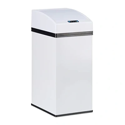 Imagen de Relaxdays Cubo Basura Cocina con Sensor, Acero, Blanco, 35 X 15 20 Cm