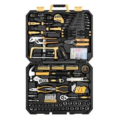 Imagen de DEKO caja Herramientas Completa 198 Piezas, Maletin de Bricolaje para el Hogar, Oficia y Coche, con Juego Destornilladores, Martillo, Set Alicates Mantenimiento Diario