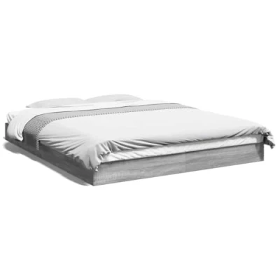 Imagen de vidaXL Estructura de Cama Madera ingeniería Gris Sonoma 150x200 cm, Muebles Dormitorio, Camas, Doble, Cama, somier, palets