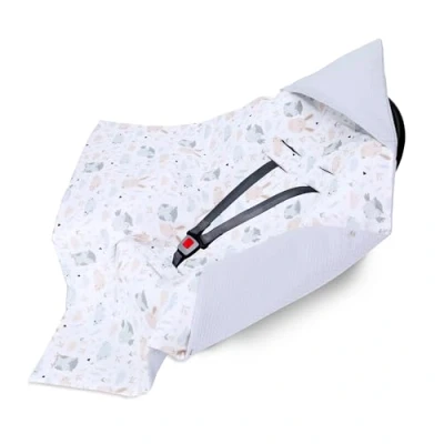Imagen de Manta Waffle de porteo y Saco Universal para Silla Coche Paseo capazo Carro 90x90 cm arrullo cobertor Lavable Transpirable Cochecito niños niñas Oeko Tex Búho Gris