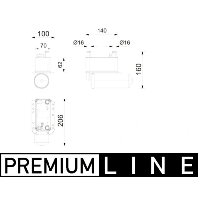 Imagen de MAHLE ORIGINAL AC 1215 000P Condensador sin junta con secador 16mm 16,0mm 140mm
