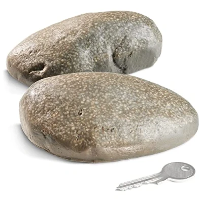 Imagen de com four® 2X Piedra para Llaves Pebblestone de imitación con Compartimento Secreto Roca Artificial Geocaching Escondite Aspecto (2 Piezas Planas)