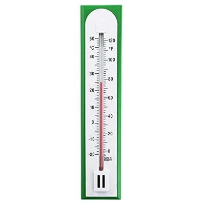 Imagen de termómetro de habitación preciso para uso como temperatura ambiente en casa, oficina, jardín o invernadero, fácilmente montado la pared verde y blanco