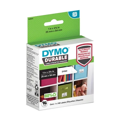 Imagen de DYMO LW etiquetas resistentes para LabelWriter rotuladoras, poli blanco, 25 x 54 mm, rollo de 160 (1976411)