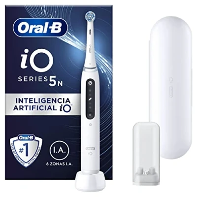 Imagen de Oral B iO 5N Cepillo de Dientes Eléctrico Blanco, con 1 Cabezal y Estuche Viaje, Diseñado por Braun