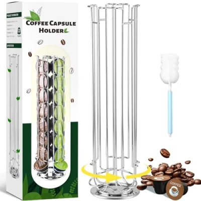 Imagen de UCAMP SAMISO Soporte para Cápsulas de Café,Soportes Café,Dispensador Café,Puede Contener 32 cápsulas,360 Grados Giratorio,Base antideslizante,Plata