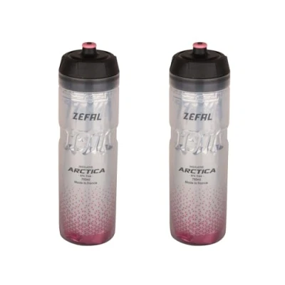 Imagen de ZEFAL Pack Arctica 75 Lote de 2 bidones para bicicleta 750ml Bidon Ciclismo Isotermico Inodoro e impermeable, botella deportiva sin BPA, Plata/Rosa pálido, x