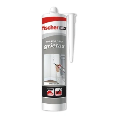 Imagen de FISCHER, masilla acrílica gris para relleno de grietas, reparaciones en interiores, pintable, lavable con agua, gran adherencia multimaterial y fácil aplicación,300 ml