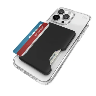 Imagen de Speck MagSafe Cartera para iPhone, Accesorio extraíble ClickLock Antideslizante, Capacidad 1 3 Tarjetas, Acabado Suave al Tacto, Resistente a los arañazos, Construido MagSafe, Color Negro