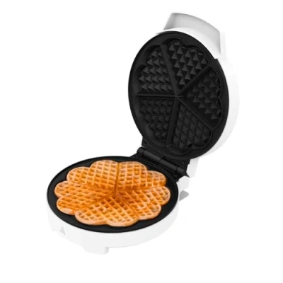Imagen de Cecotec Gofrera Eléctrica Fun Gofrestone Round. 1000 W, Acabados Acero Inoxidable, 1 5 Gofres, Forma de Corazón o Grande, Placa Antiadherente, Cocción Uniforme, Indicador Luminoso