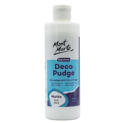 Imagen de MONT MARTE Deco Pudge barniz para manualidades, 236 ml, mate, sellador transparente multiusos y pegamento decoupage, ideal pinturas acrílicas, papel, madera,