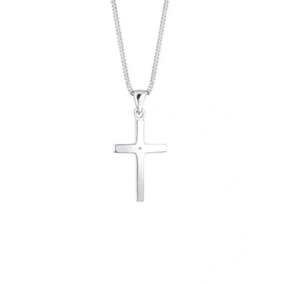 Imagen de Elli Collares Mujeres Colgante Cruz Básico con Diamante (0.005 ct.) en Plata de Ley 925