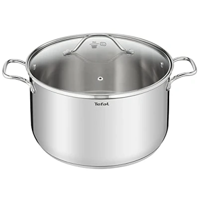 Imagen de Tefal Intuition XL Olla (36 cm, 17,5 L, inducción, acero inoxidable 18/10, 5 años de garantía, asas remachadas resistentes, tapa cristal B8647504, metálico