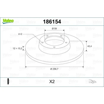 Imagen de VALEO 186154 Disco de freno Eje delantero 257 12 4 macizo FIAT: Panda III Hatchback, 500 Punto II LANCIA: Y, DELTA 2, Ypsilon