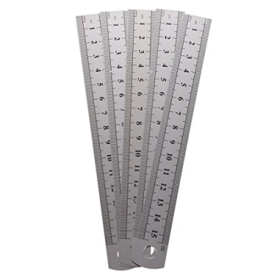 Imagen de 5pzs Regla recta de acero inoxidable 6 pulgadas 15 cm marcado doble