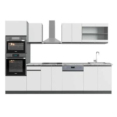 Imagen de Vicco Mueble de Cocina R Line, Blanco/Antracita, 300 cm con Armario Alto, ET Mármol
