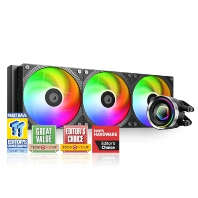 Imagen de ID COOLING FX360 INF enfriador líquido de CPU 360 mm, AIO con efecto espejo infinito ARGB, ventiladores en cadena margarita 3 x 120 funcionamiento bajo ruido 27.2 dB (A)